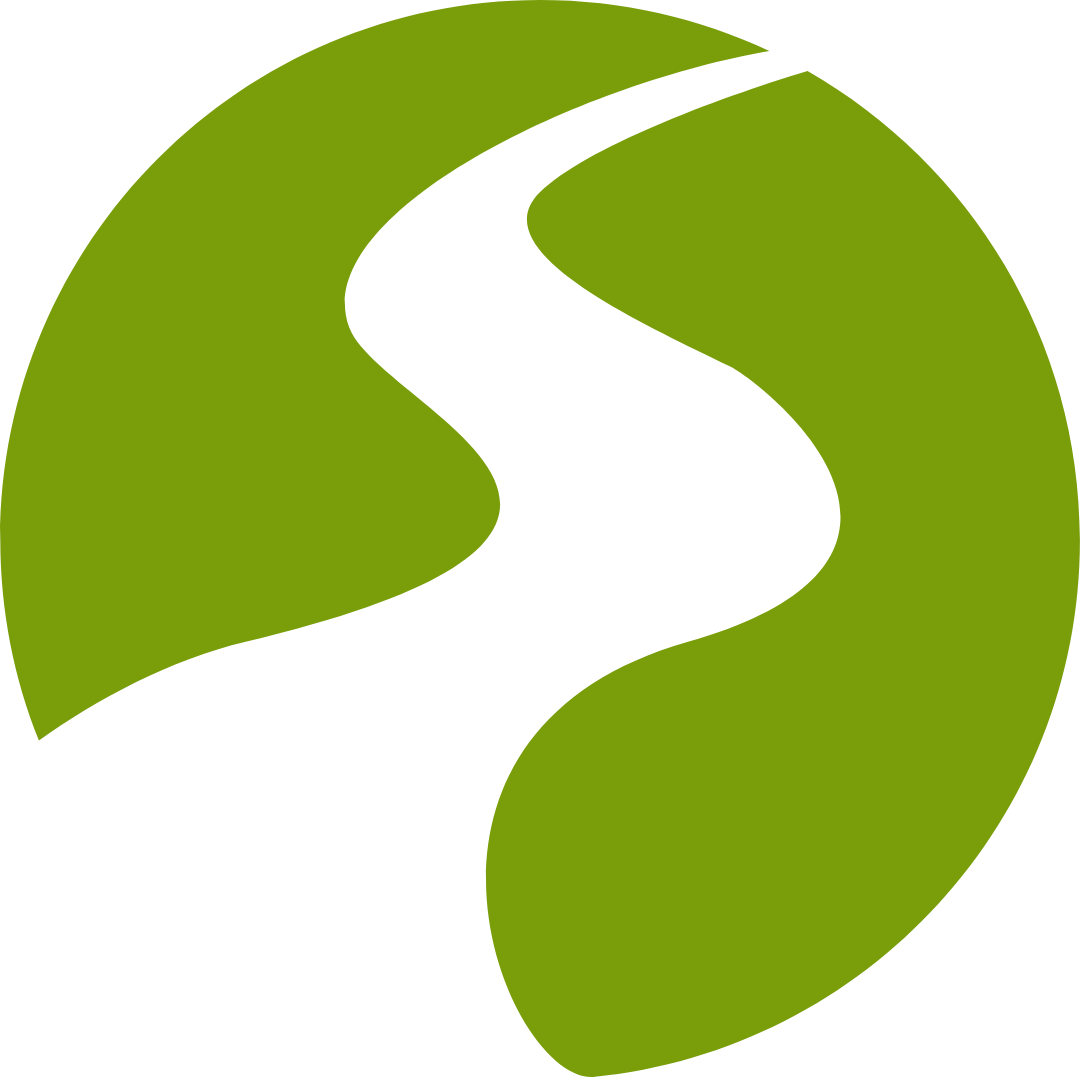 a green circular logo with a white curved line running through the center, creating an abstract ‘S’ shape.